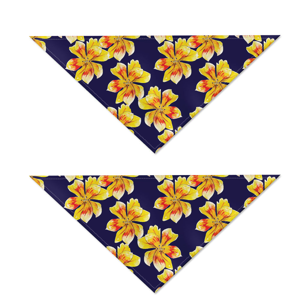 Yellow Watercolor Lily Pattern Print Dog Bandana