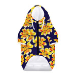 Yellow Watercolor Lily Pattern Print Dog Zip Up Hoodie