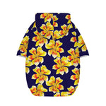Yellow Watercolor Lily Pattern Print Dog Zip Up Hoodie