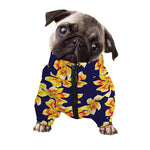 Yellow Watercolor Lily Pattern Print Dog Zip Up Jacket