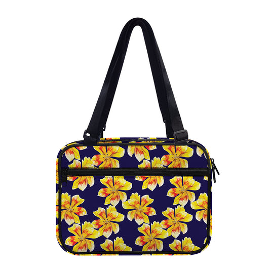 Yellow Watercolor Lily Pattern Print Double Strap Bible Bag