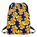 Yellow Watercolor Lily Pattern Print Drawstring Backpack