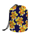 Yellow Watercolor Lily Pattern Print Drawstring Makeup Bag
