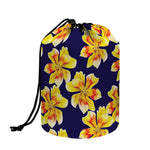Yellow Watercolor Lily Pattern Print Drawstring Makeup Bag