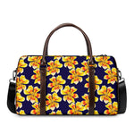Yellow Watercolor Lily Pattern Print Duffle Bag