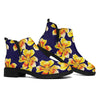 Yellow Watercolor Lily Pattern Print Flat Ankle Boots