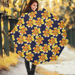 Yellow Watercolor Lily Pattern Print Foldable Umbrella