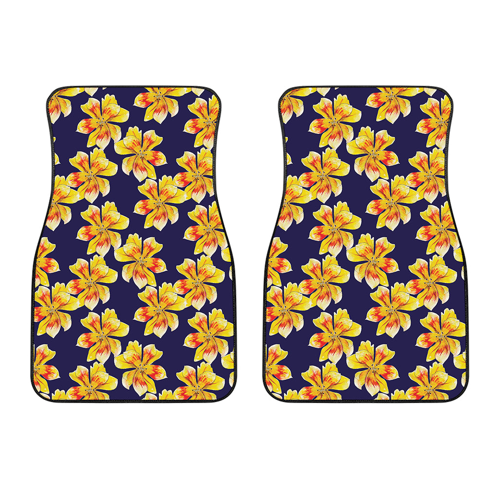 Yellow Watercolor Lily Pattern Print Front Car Floor Mats