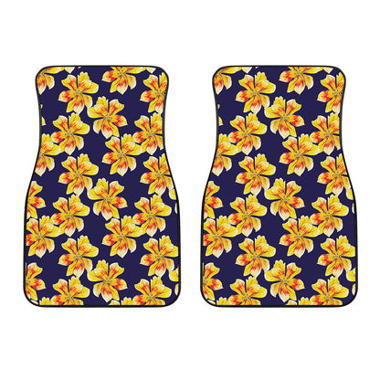 Yellow Watercolor Lily Pattern Print Front Car Floor Mats