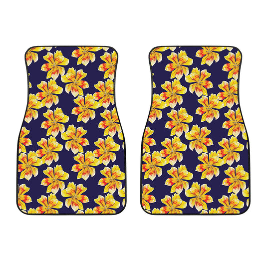Yellow Watercolor Lily Pattern Print Front Car Floor Mats