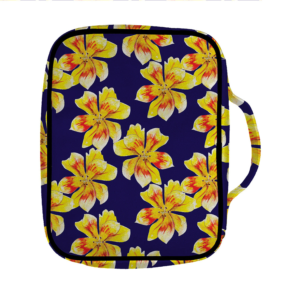 Yellow Watercolor Lily Pattern Print Front Pocket Bible Bag