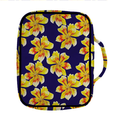 Yellow Watercolor Lily Pattern Print Front Pocket Bible Bag