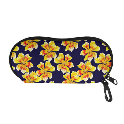 Yellow Watercolor Lily Pattern Print Glasses Case