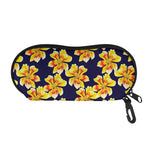 Yellow Watercolor Lily Pattern Print Glasses Case