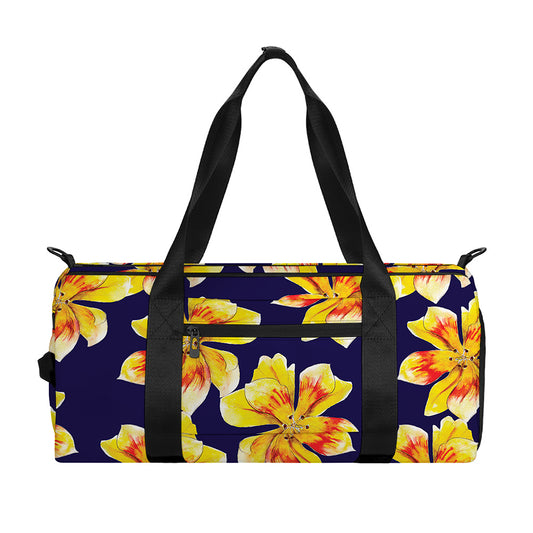 Yellow Watercolor Lily Pattern Print Gym Bag
