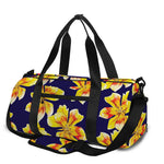 Yellow Watercolor Lily Pattern Print Gym Bag