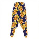 Yellow Watercolor Lily Pattern Print Hammer Pants