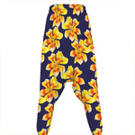 Yellow Watercolor Lily Pattern Print Hammer Pants