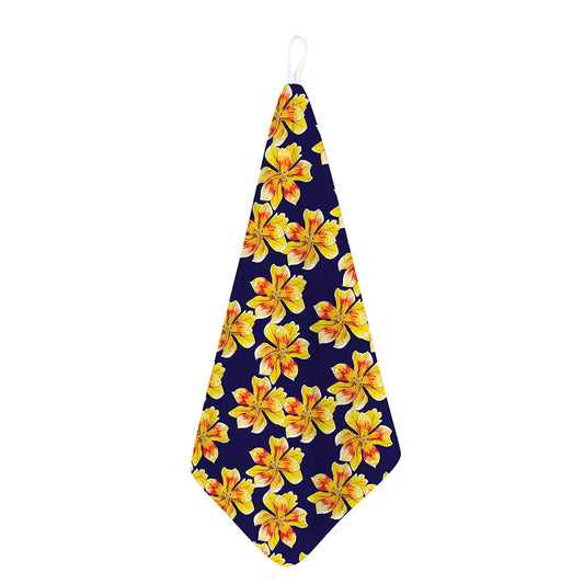 Yellow Watercolor Lily Pattern Print Hand Towel