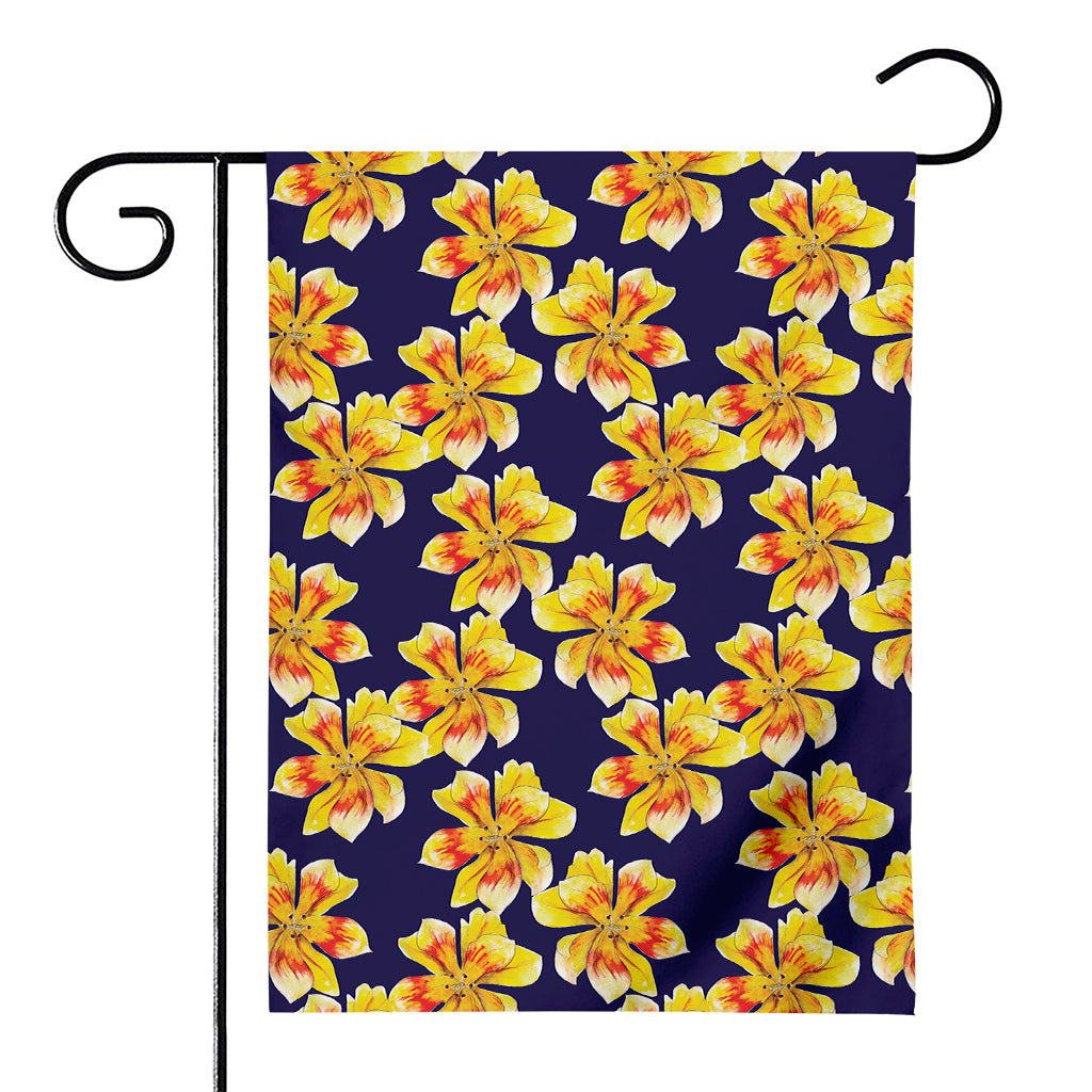 Yellow Watercolor Lily Pattern Print House Flag