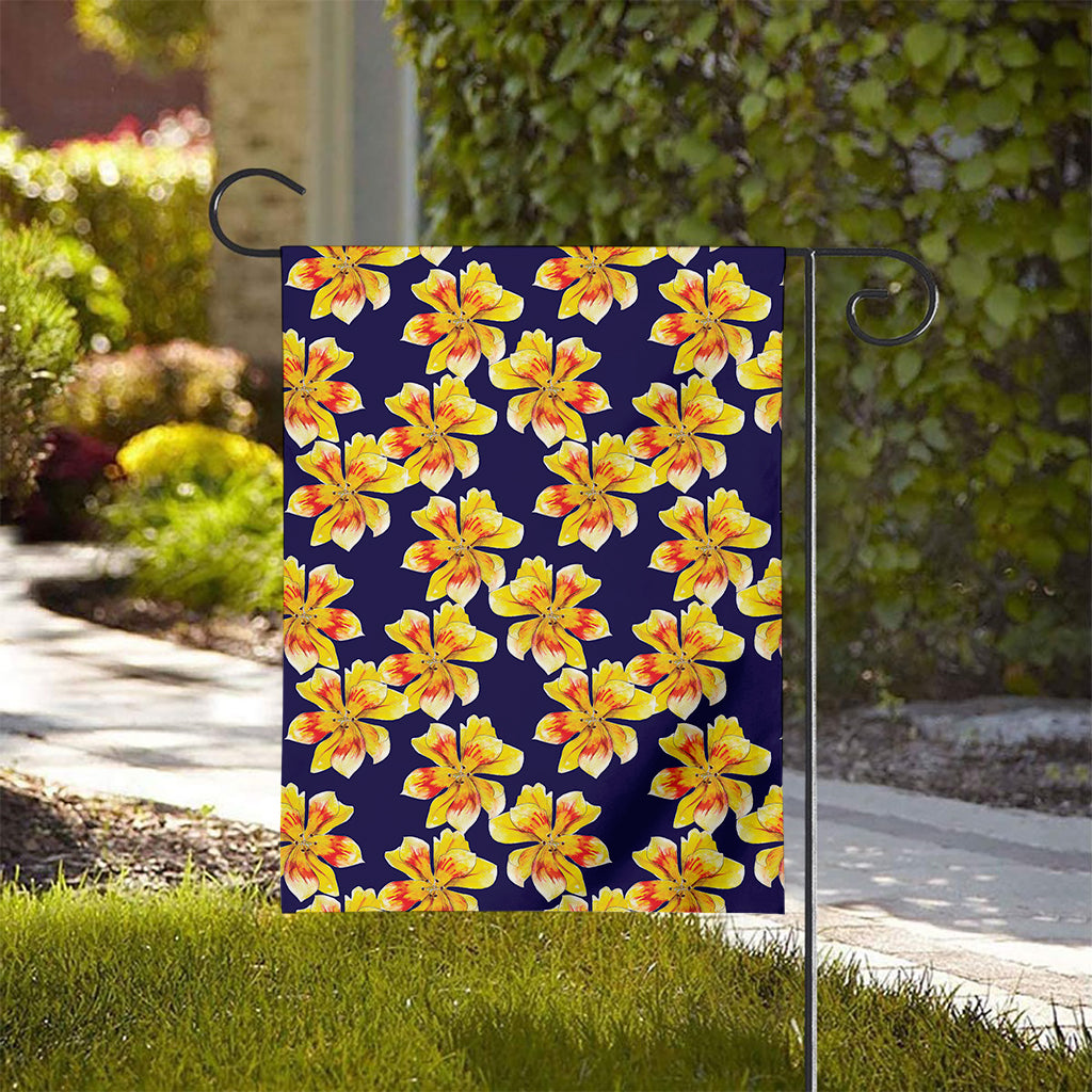 Yellow Watercolor Lily Pattern Print House Flag