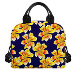 Yellow Watercolor Lily Pattern Print Insulated Lunch Bag