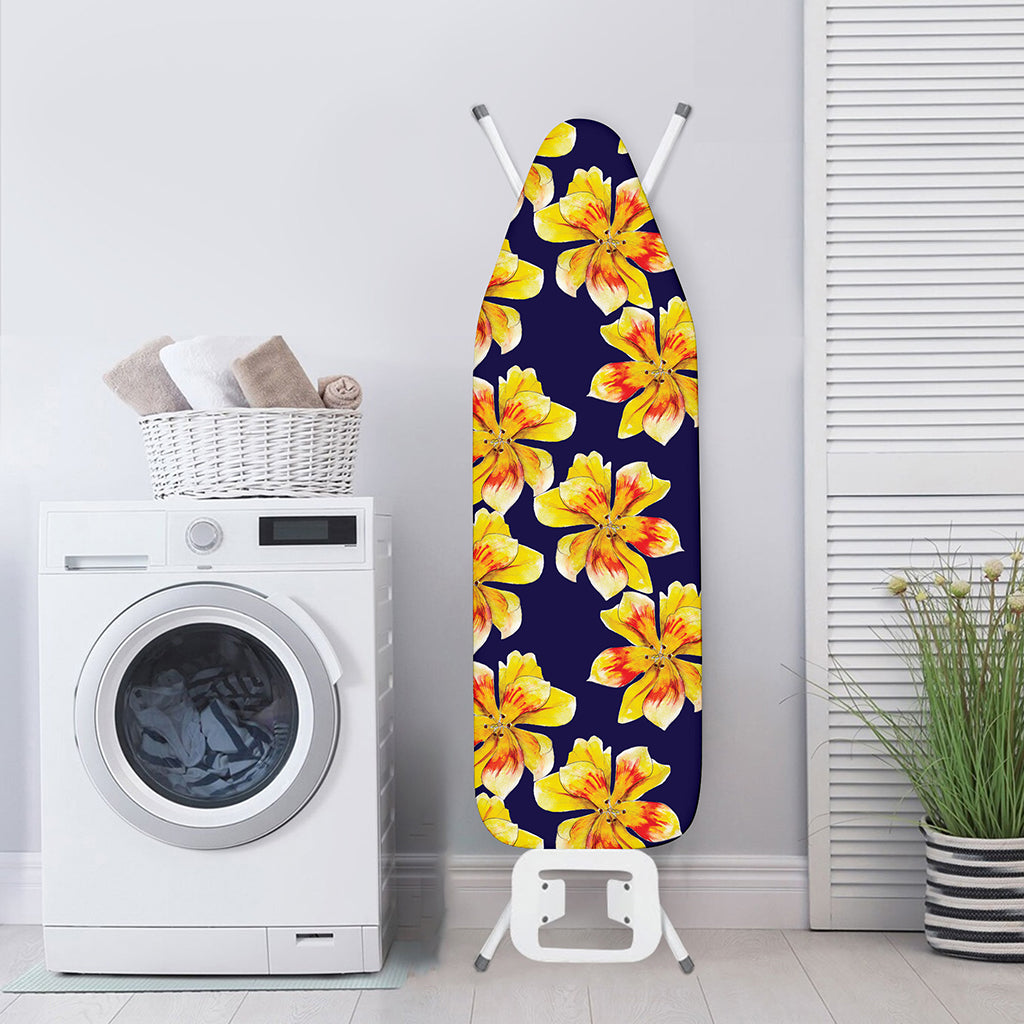 Yellow Watercolor Lily Pattern Print Ironing Board Cover