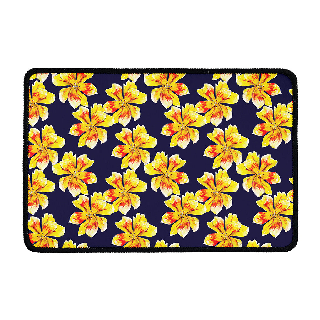 Yellow Watercolor Lily Pattern Print Kitchen Mat