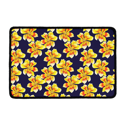 Yellow Watercolor Lily Pattern Print Kitchen Mat