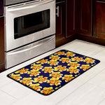 Yellow Watercolor Lily Pattern Print Kitchen Mat