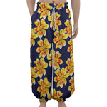Yellow Watercolor Lily Pattern Print Lantern Pants