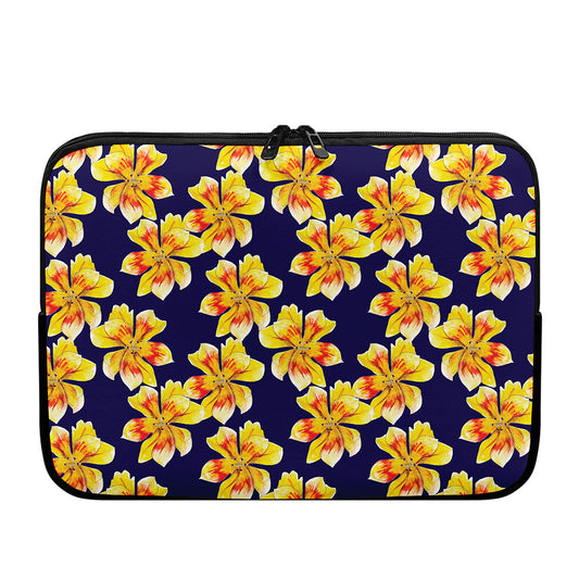 Yellow Watercolor Lily Pattern Print Laptop Sleeve