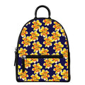 Yellow Watercolor Lily Pattern Print Leather Backpack
