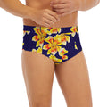 Yellow Watercolor Lily Pattern Print Men's Briefs
