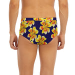 Yellow Watercolor Lily Pattern Print Men's Briefs