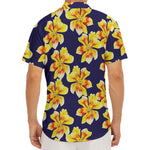 Yellow Watercolor Lily Pattern Print Men's Deep V-Neck Shirt
