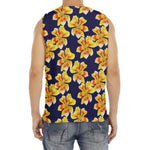 Yellow Watercolor Lily Pattern Print Men's Fitness Tank Top
