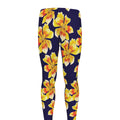 Yellow Watercolor Lily Pattern Print Men's Leggings