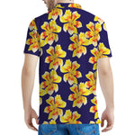 Yellow Watercolor Lily Pattern Print Men's Polo Shirt