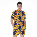 Yellow Watercolor Lily Pattern Print Men's Romper