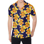 Yellow Watercolor Lily Pattern Print Men's Shirt