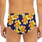 Yellow Watercolor Lily Pattern Print Men's Triangle Swim Briefs