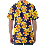 Yellow Watercolor Lily Pattern Print Men's Velvet T-Shirt