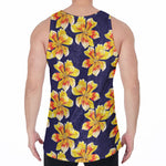Yellow Watercolor Lily Pattern Print Men's Velvet Tank Top