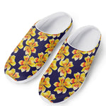Yellow Watercolor Lily Pattern Print Mesh Casual Shoes