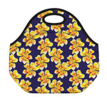 Yellow Watercolor Lily Pattern Print Neoprene Lunch Bag