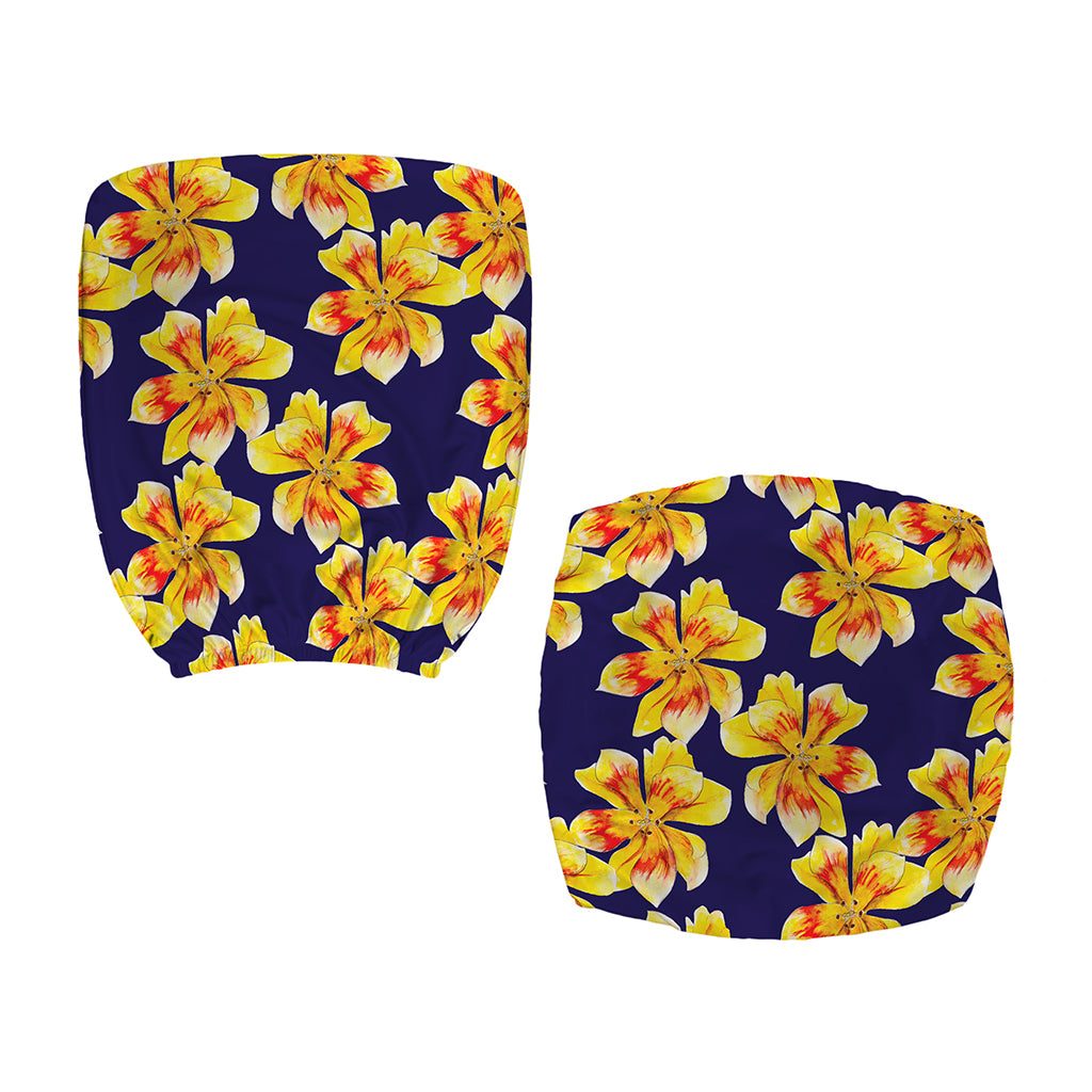 Yellow Watercolor Lily Pattern Print Office Chair Cover