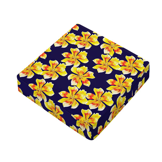 Yellow Watercolor Lily Pattern Print Outdoor Seat Cushion Cover