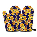 Yellow Watercolor Lily Pattern Print Oven Mitts