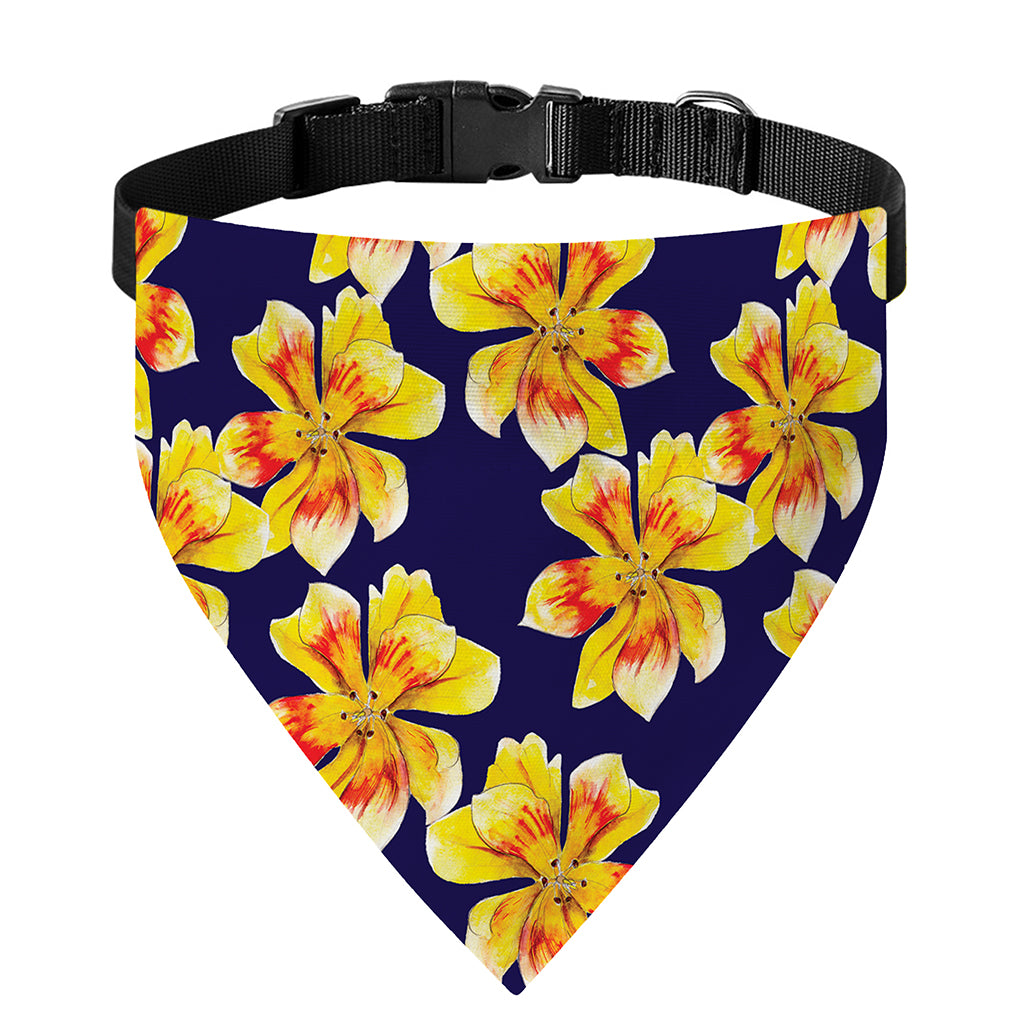 Yellow Watercolor Lily Pattern Print Over The Collar Dog Bandana
